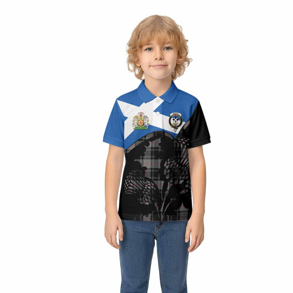 Moffat Tartan Family Crest Kid Polo Shirt Scotland Thistle Floral Flag Style