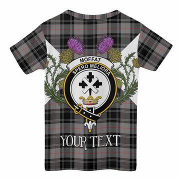 Moffat Tartan Family Crest Kid T-shirt Scottish Burns Night Thistle Floral