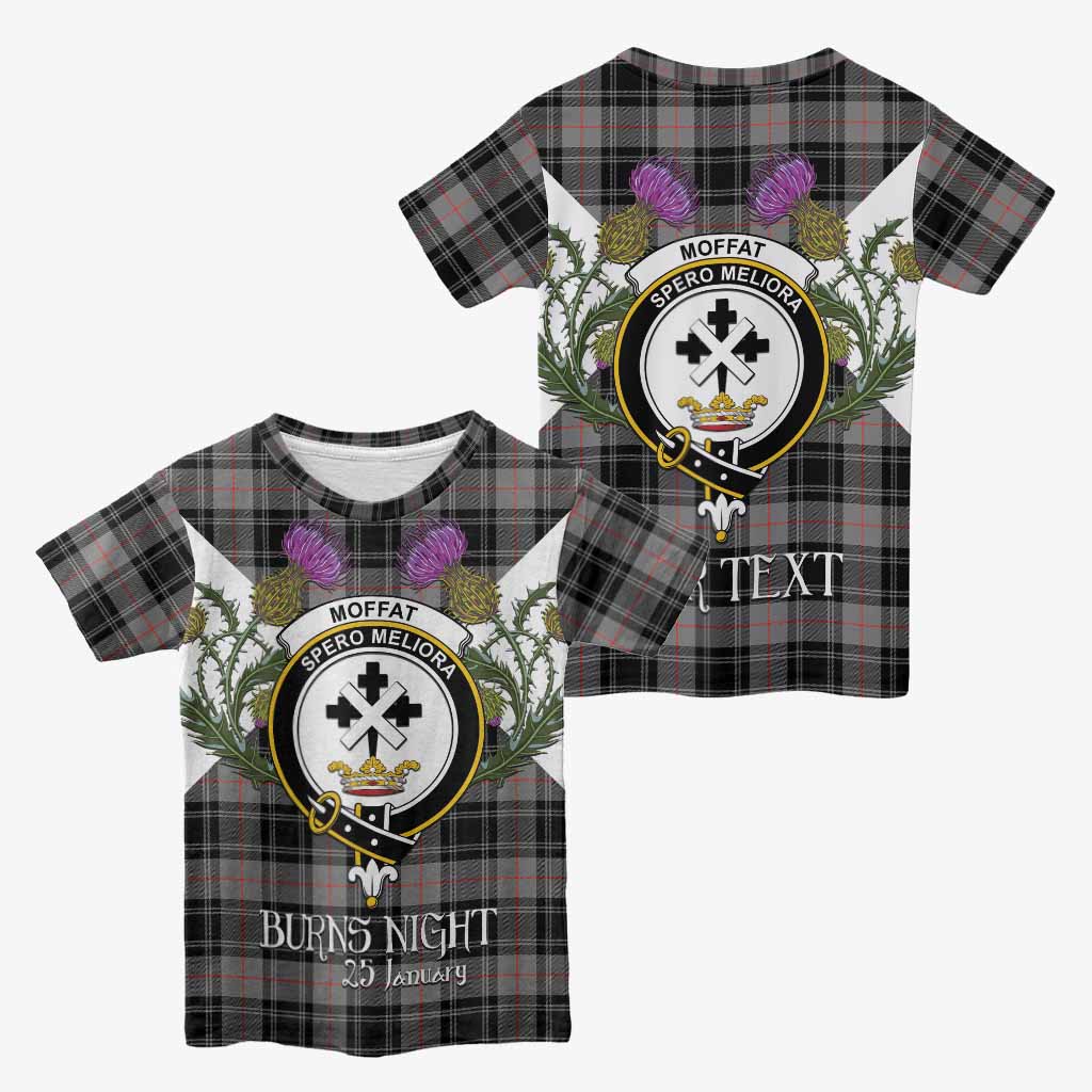 Moffat Tartan Family Crest Kid T-shirt Scottish Burns Night Thistle Floral