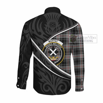 Moffat Tartan Family Crest Long Sleeve Button Shirts Celtic Scottish Thistle Floral
