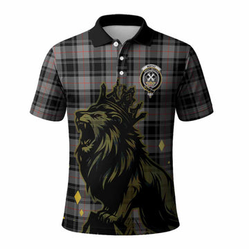 Moffat Tartan Family Crest Polo Shirt Crowned Lion Roaring