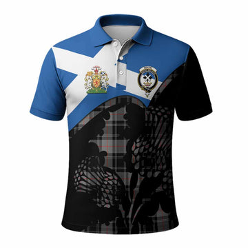 Moffat Tartan Family Crest Polo Shirt Scotland Thistle Floral Flag Style