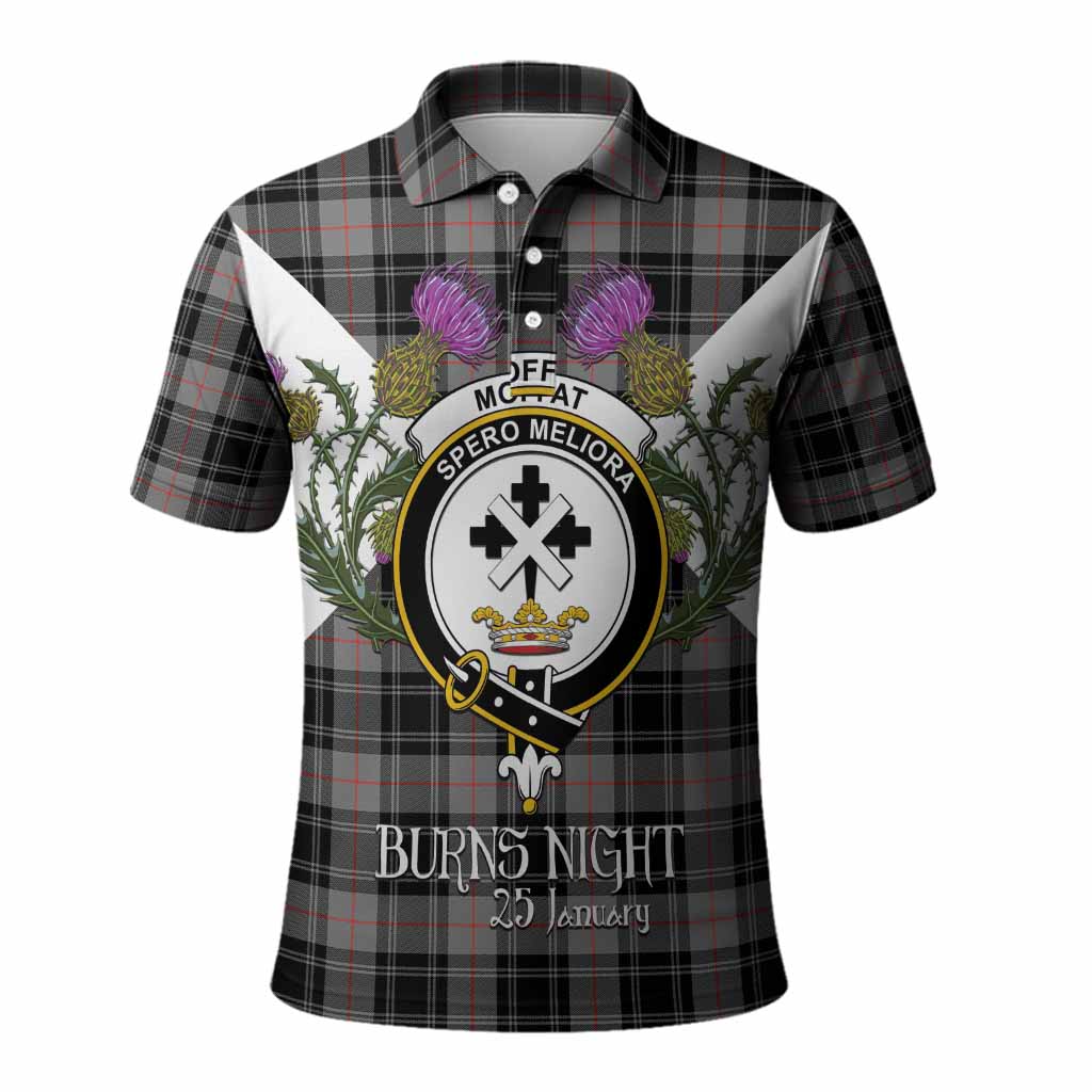 Moffat Tartan Family Crest Polo Shirt Scottish Burns Night Thistle Floral