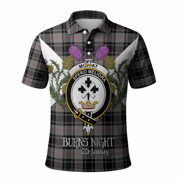 Moffat Tartan Family Crest Polo Shirt Scottish Burns Night Thistle Floral