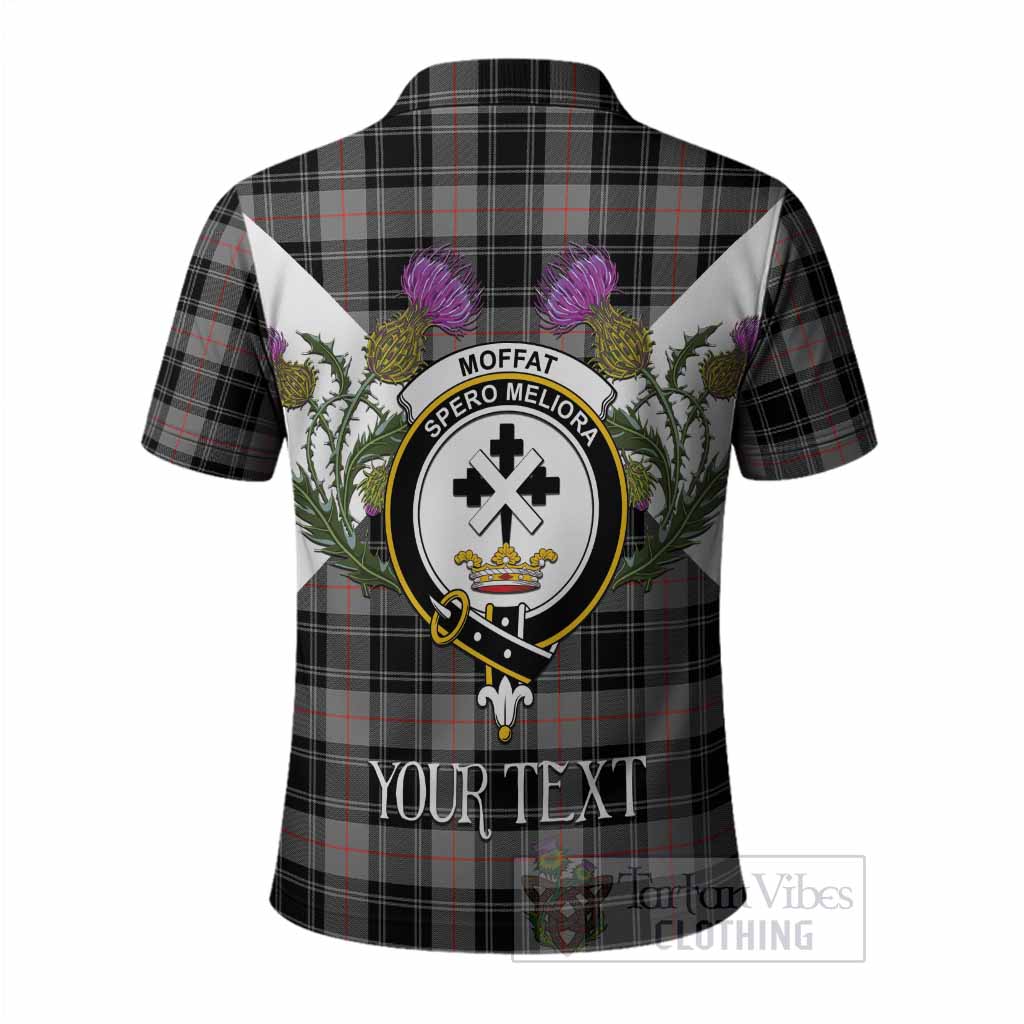 Moffat Tartan Family Crest Polo Shirt Scottish Burns Night Thistle Floral