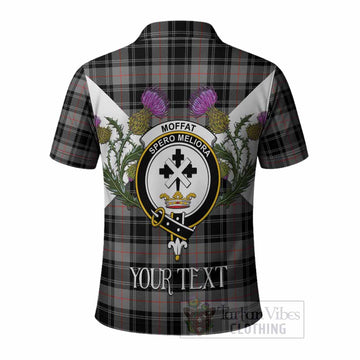 Moffat Tartan Family Crest Polo Shirt Scottish Burns Night Thistle Floral