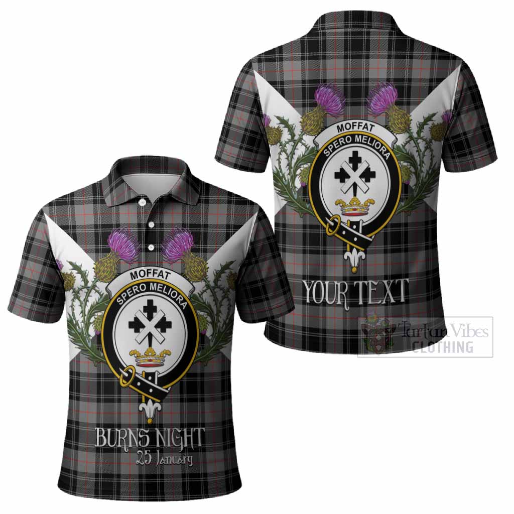 Moffat Tartan Family Crest Polo Shirt Scottish Burns Night Thistle Floral