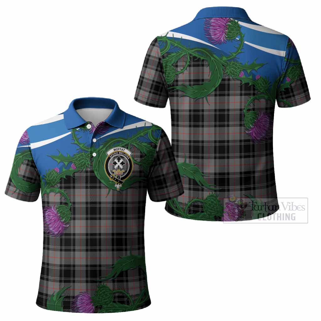 Moffat Tartan Family Crest Polo Shirt Thistle in Minimalism