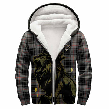 Moffat Tartan Family Crest Sherpa Hoodie Crowned Lion Roaring