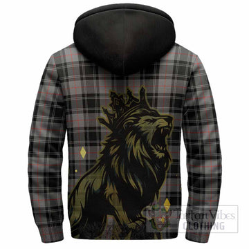 Moffat Tartan Family Crest Sherpa Hoodie Crowned Lion Roaring