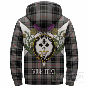 Moffat Tartan Family Crest Sherpa Hoodie Scottish Burns Night Thistle Floral