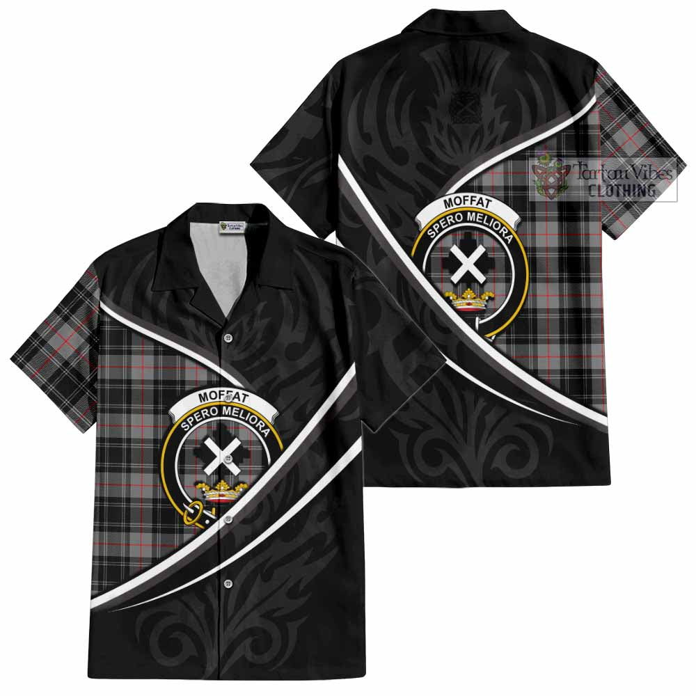 Moffat Tartan Family Crest Short Sleeve Button Shirt Celtic Scottish Thistle Floral - Tartan Vibes Clothing