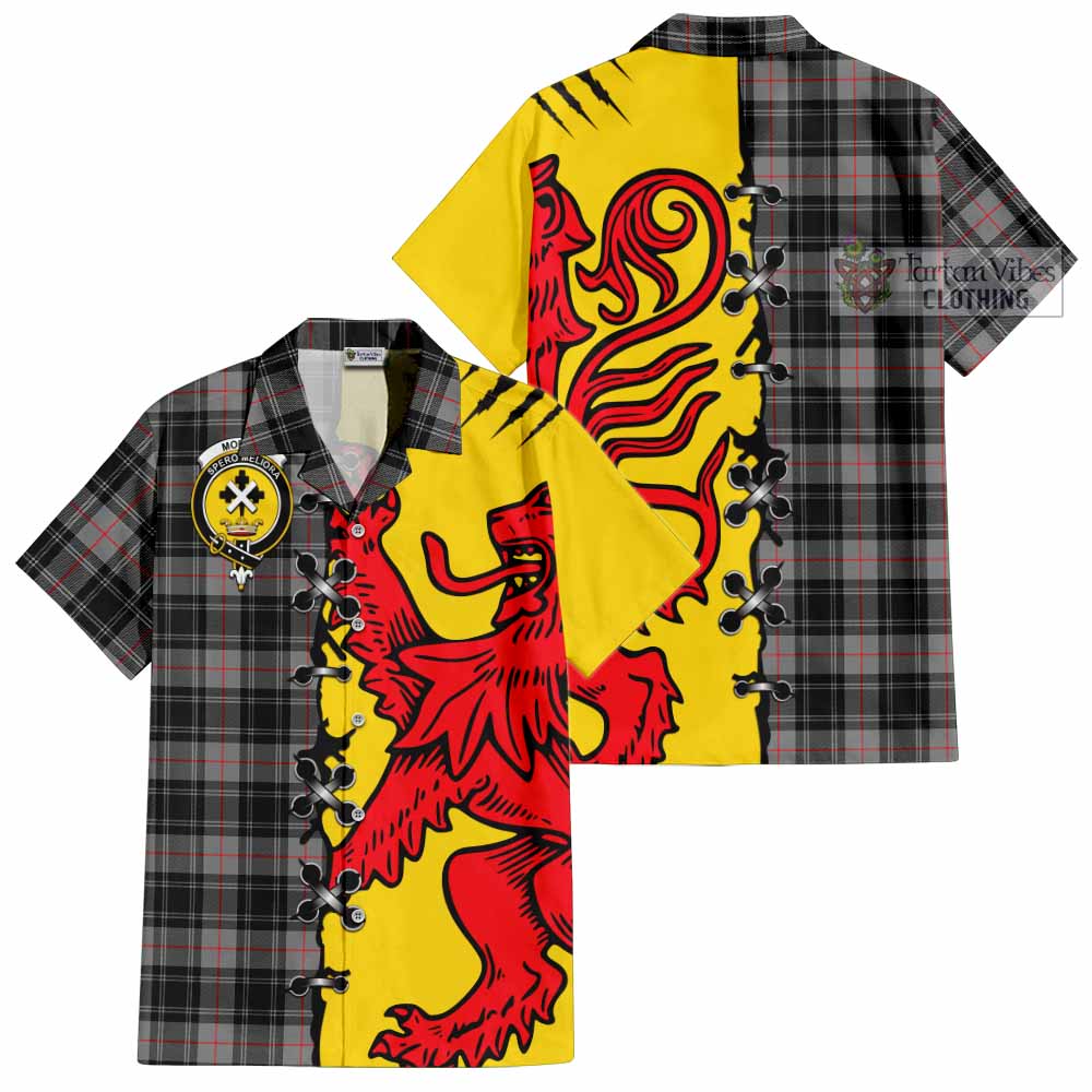 Moffat Tartan Family Crest Short Sleeve Button Shirt Lion Rampant Honor - Tartan Vibes Clothing