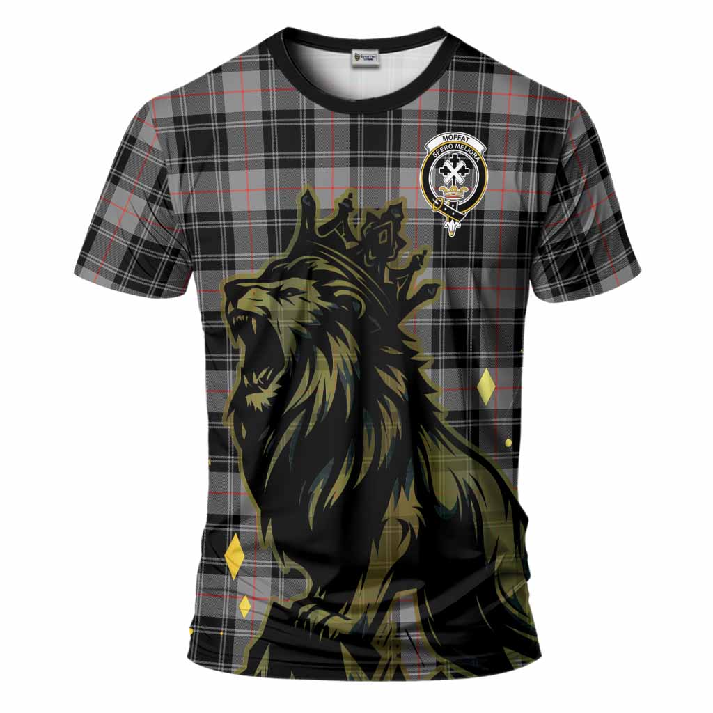 Moffat Tartan Family Crest T-Shirt Crowned Lion Roaring