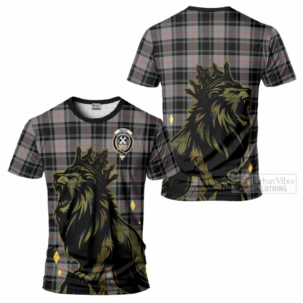 Moffat Tartan Family Crest T-Shirt Crowned Lion Roaring