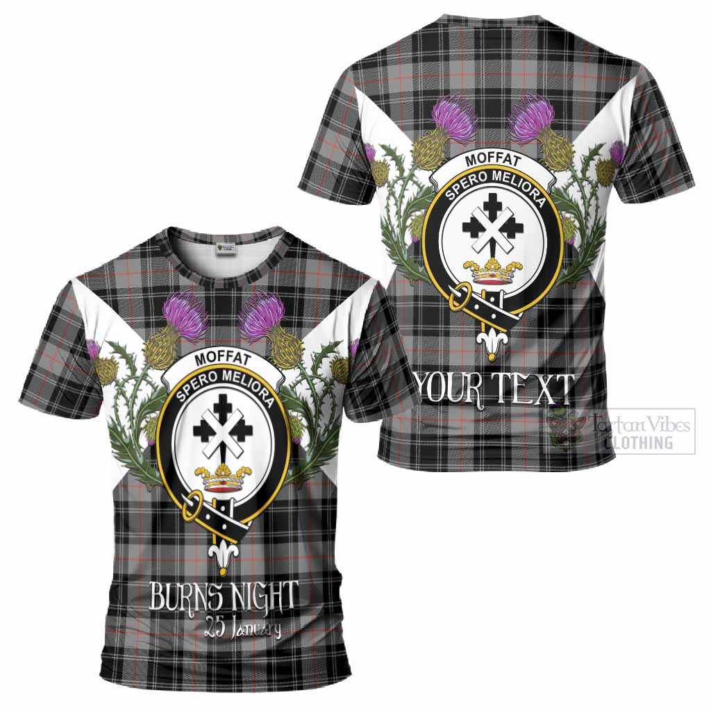 Moffat Tartan Family Crest T-Shirt Scottish Burns Night Thistle Floral