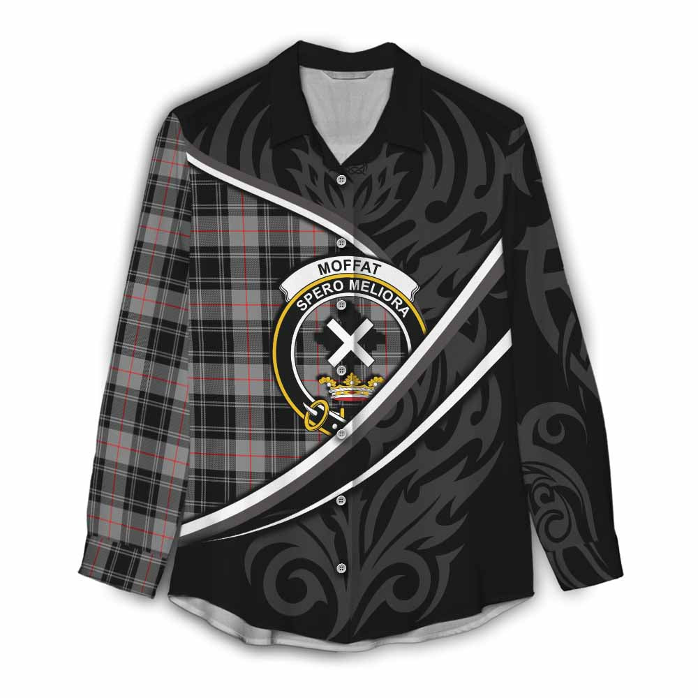Moffat Tartan Family Crest Women Casual Shirt Celtic Scottish Thistle Floral - Tartan Vibes Clothing