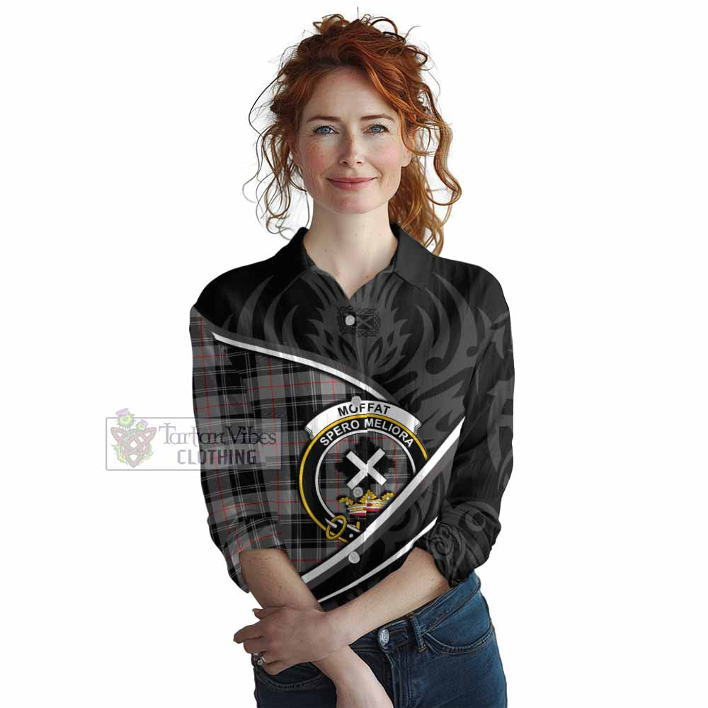 Moffat Tartan Family Crest Women Casual Shirt Celtic Scottish Thistle Floral - Tartan Vibes Clothing