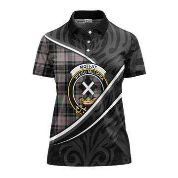 Moffat Tartan Family Crest Women's Polo Shirt Celtic Scottish Thistle Floral