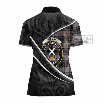 Moffat Tartan Family Crest Women's Polo Shirt Celtic Scottish Thistle Floral