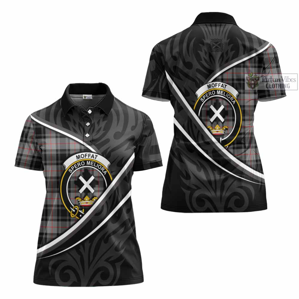 Moffat Tartan Family Crest Women's Polo Shirt Celtic Scottish Thistle Floral - Tartan Vibes Clothing