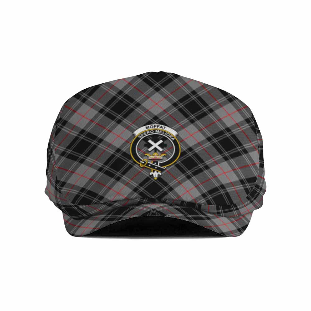 Moffat Tartan Flat Cap, Jeff Cap Cross Style with Family Crest - Tartan Vibes Clothing