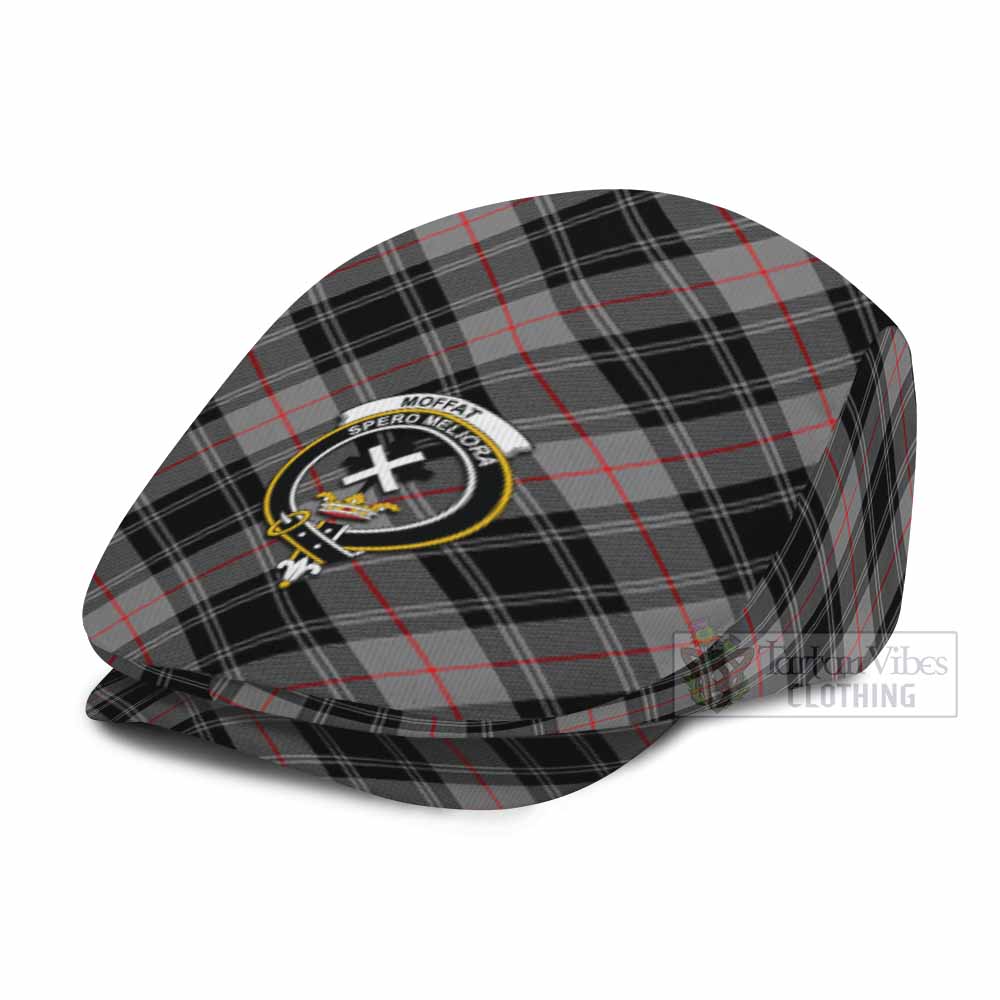 Moffat Tartan Flat Cap, Jeff Cap Cross Style with Family Crest - Tartan Vibes Clothing