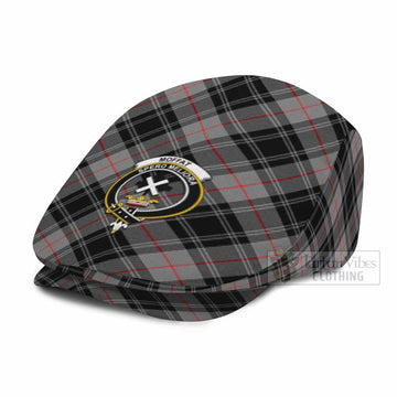 Moffat Tartan Flat Cap, Jeff Cap Cross Style with Family Crest