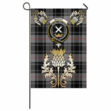 Moffat Tartan Garden Flag with Golden Regal Scottish Thistle Emblem