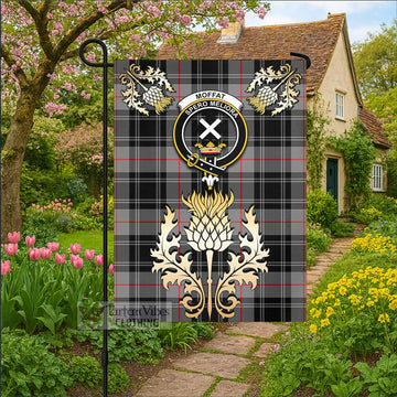 Moffat Tartan Garden Flag with Golden Regal Scottish Thistle Emblem