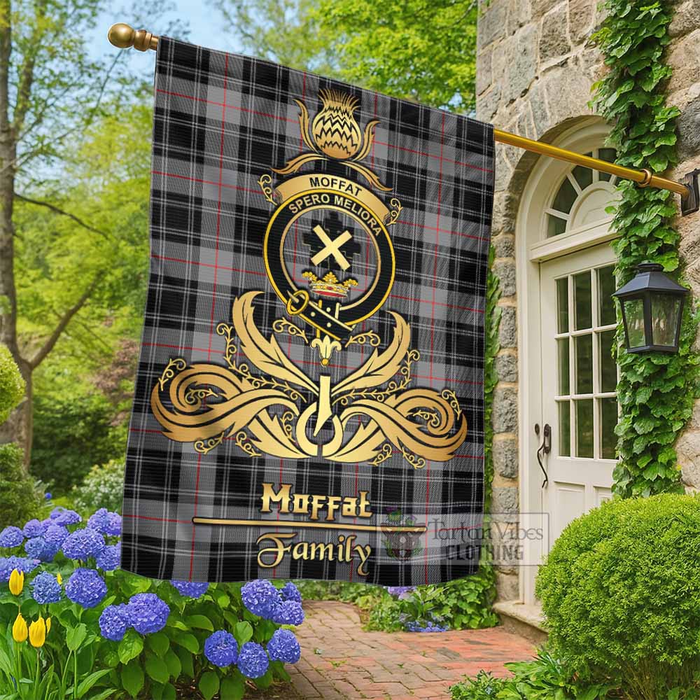 Moffat Tartan Garden Flag with Highland Thistle Cherish Family Crest Style - Tartan Vibes Clothing