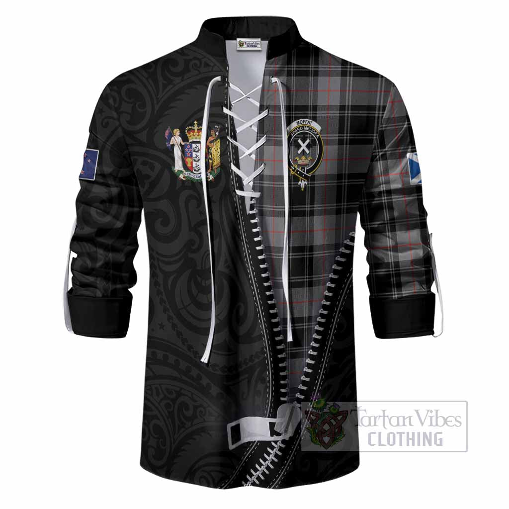Moffat Tartan Ghillie Shirt New Zealand Pattern Unique Zipper Stylized