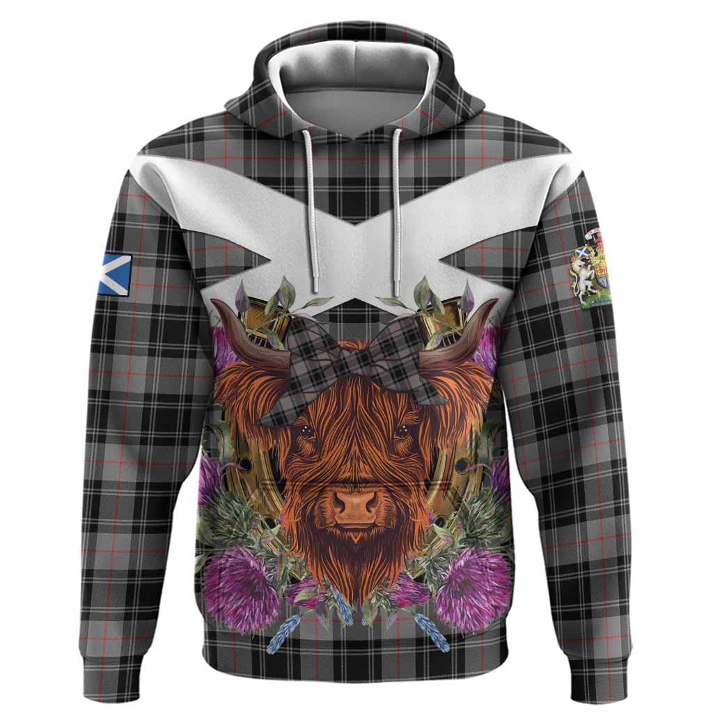 Moffat Tartan Hoodie Scottish Thistle Heilan Coo