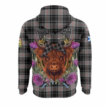 Moffat Tartan Hoodie Scottish Thistle Heilan Coo