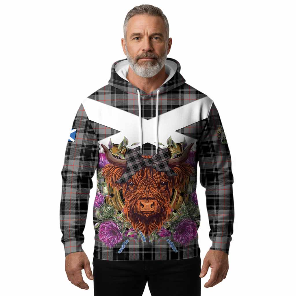 Moffat Tartan Hoodie Scottish Thistle Heilan Coo