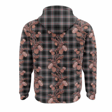 Moffat Tartan Hoodie Seamless Scottish Thistle Flowers