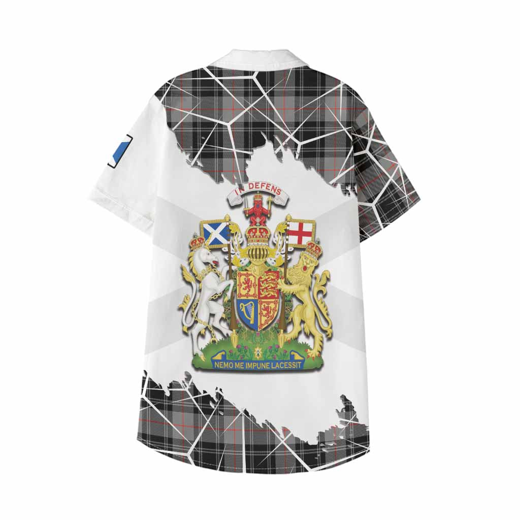 Moffat Tartan Kid Hawaiian Shirt with Family Crest and Lion Rampant Grunge Style