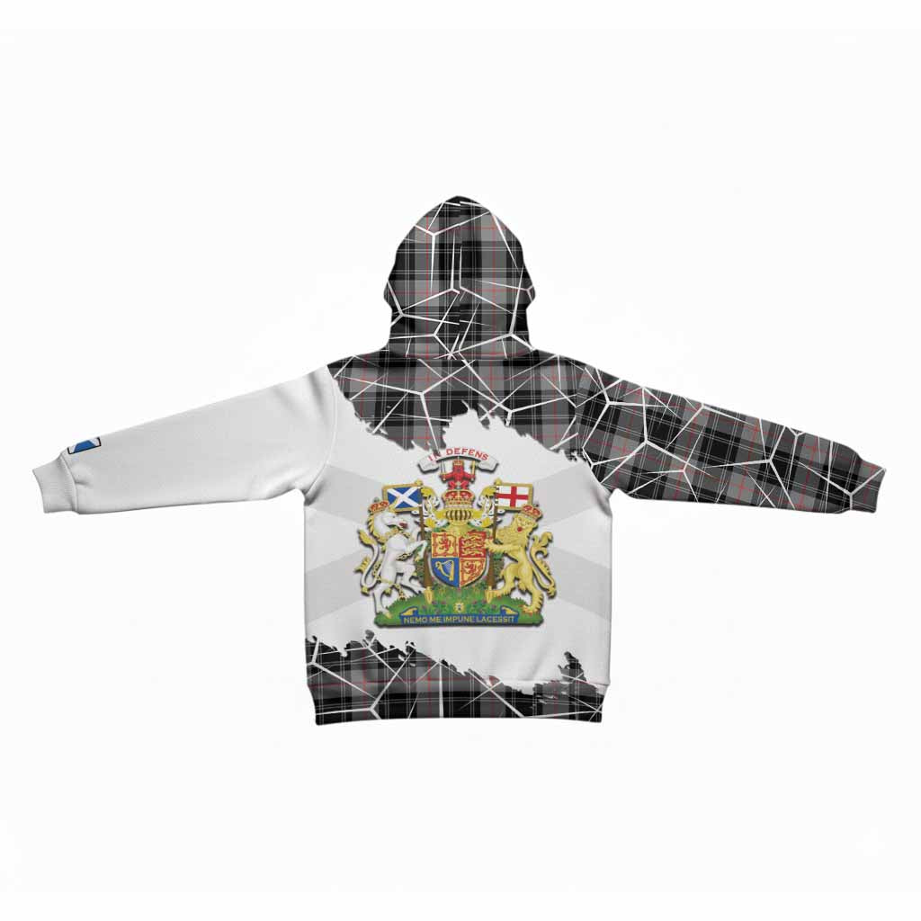 Moffat Tartan Kid Hoodie with Family Crest and Lion Rampant Grunge Style