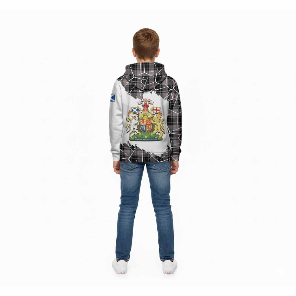 Moffat Tartan Kid Hoodie with Family Crest and Lion Rampant Grunge Style