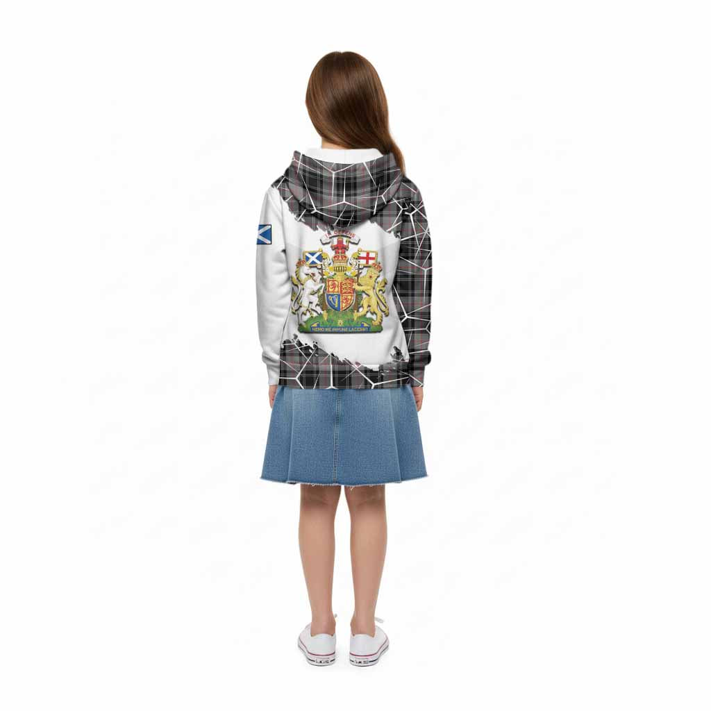 Moffat Tartan Kid Hoodie with Family Crest and Lion Rampant Grunge Style