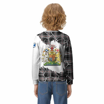 Moffat Tartan Kid Knitted Sweatshirt with Family Crest and Lion Rampant Grunge Style