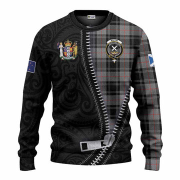 Moffat Tartan Knitted Sweater New Zealand Pattern Unique Zipper Stylized