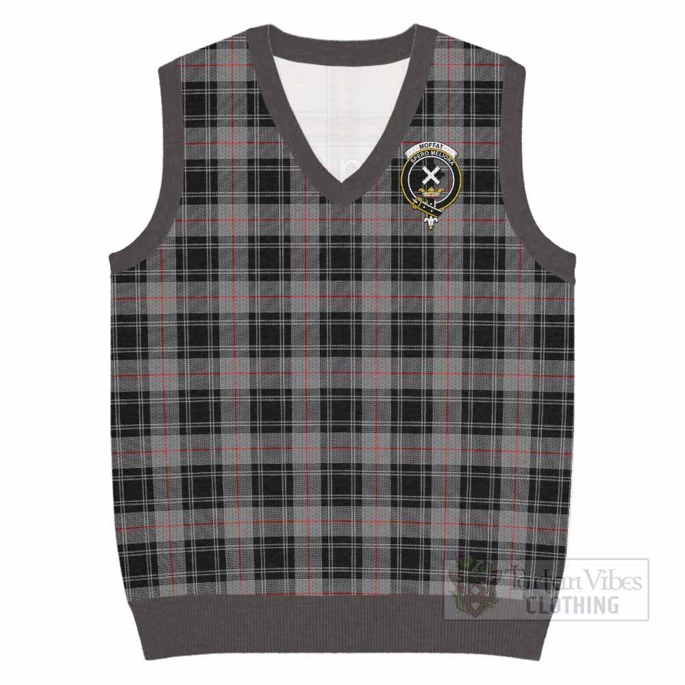 Moffat Tartan Knitted V-Neck Vest with Family Crest - Tartan Vibes Clothing