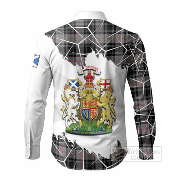 Moffat Tartan Long Sleeve Button Shirts with Family Crest and Lion Rampant Grunge Style