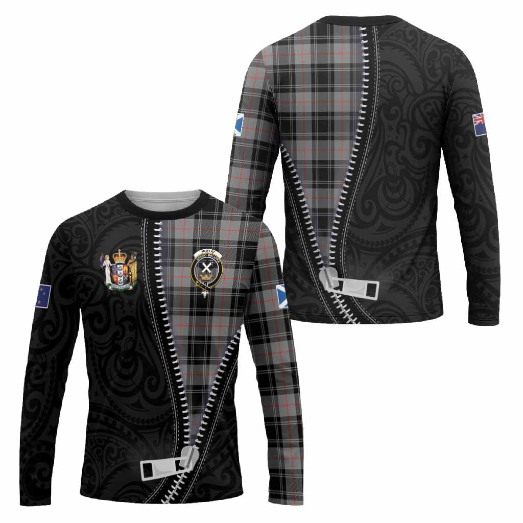 Moffat Tartan Long Sleeve T-Shirt New Zealand Pattern Unique Zipper Stylized