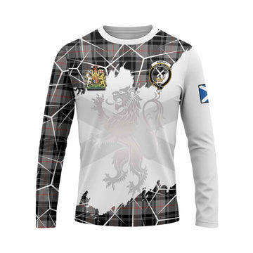 Moffat Tartan Long Sleeve T-Shirt with Family Crest and Lion Rampant Grunge Style