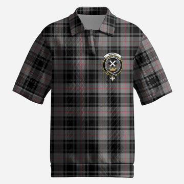 Moffat Tartan Men’s Polo Sweater Top with Family Crest