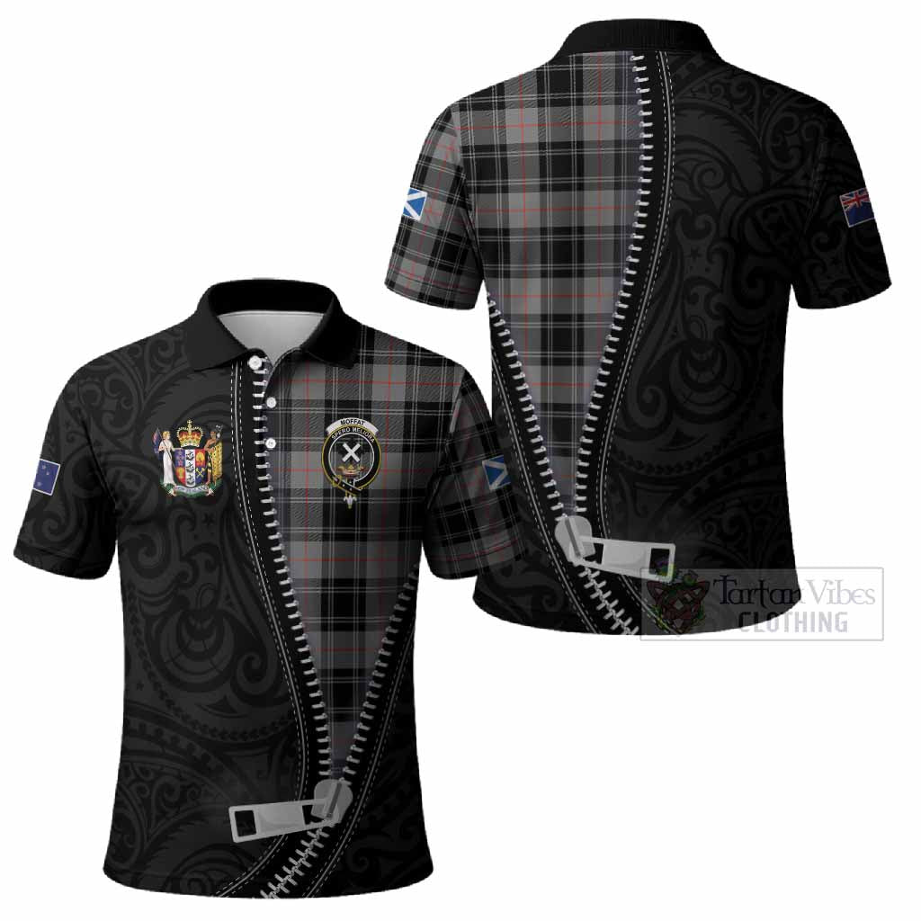 Moffat Tartan Polo Shirt New Zealand Pattern Unique Zipper Stylized