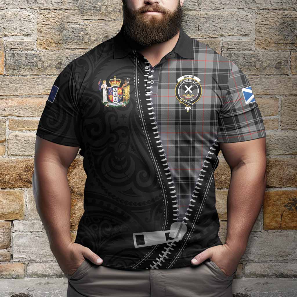 Moffat Tartan Polo Shirt New Zealand Pattern Unique Zipper Stylized