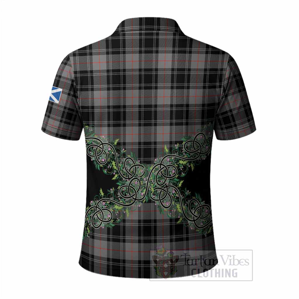 Moffat Tartan Polo Shirt Thistle Scottish Spirit